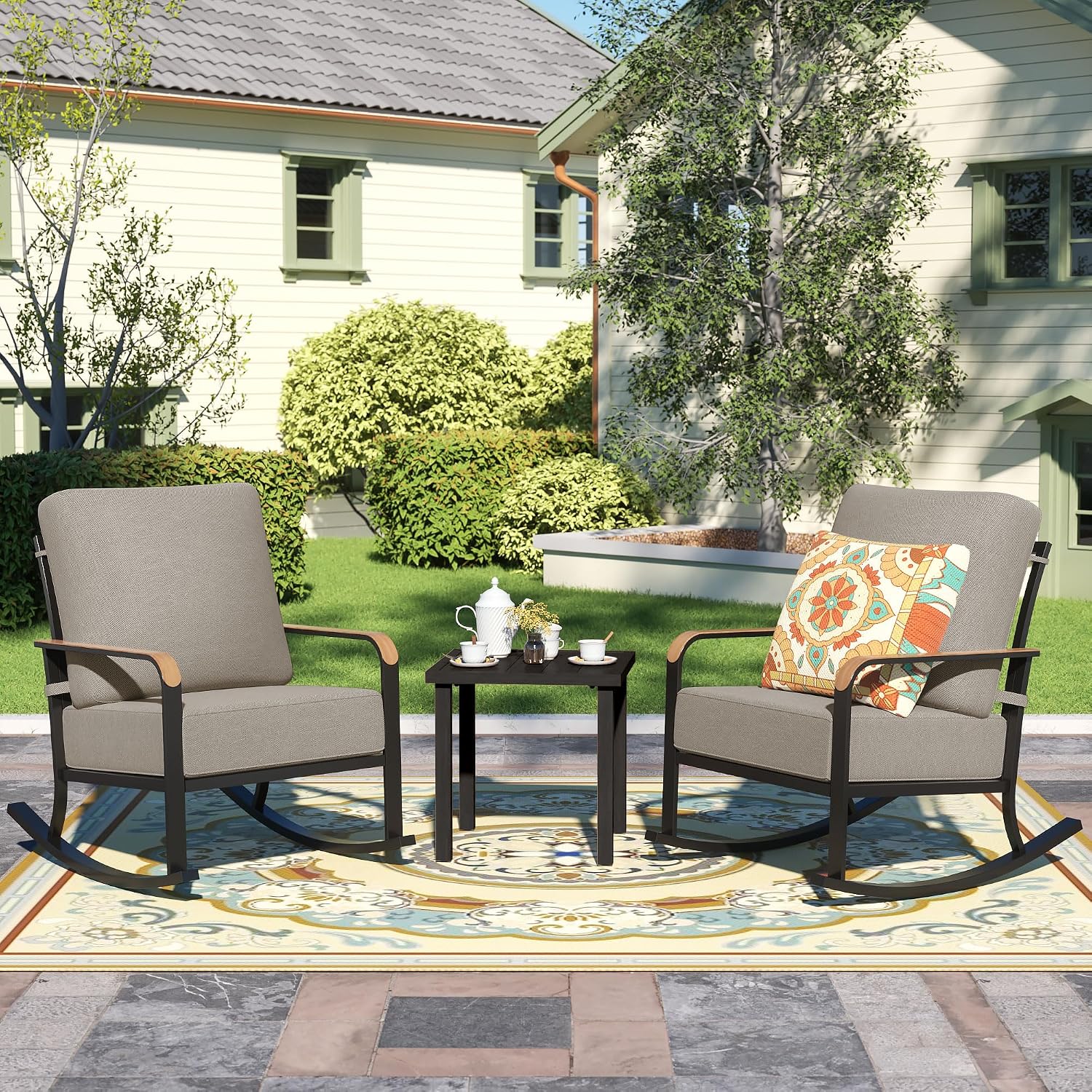 3-Piece Patio Bistro Rocking Set,Outdoor Rocking Chairs