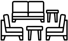Sofa and table outline icon