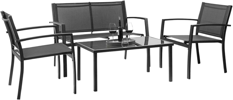 Porch Furniture with Lawn Chairs & Glass Coffee Table