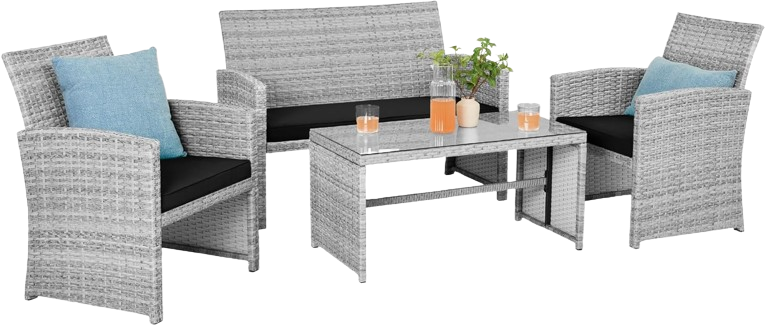 4-Piece Outdoor Wicker Patio Conversation Furniture Set